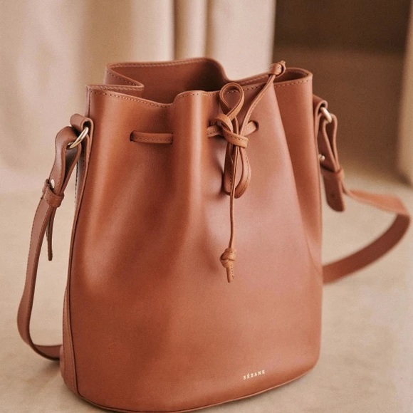 SOLD - DO NOT PURCHASE Sezane Farrow Bucket Bag Camel - Picture 2 of 11